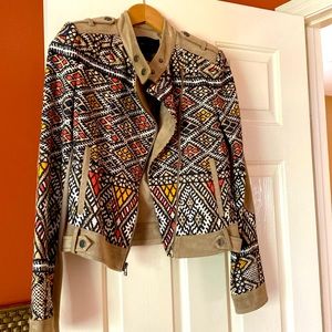 Bcbg Maxazria multi colored suede and wool jacket
